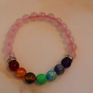 7 Chakra bracelet with rosequartz beads