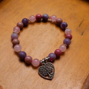 Lepidolite Rose Rhodonite Bracelet for Relieve Addiction