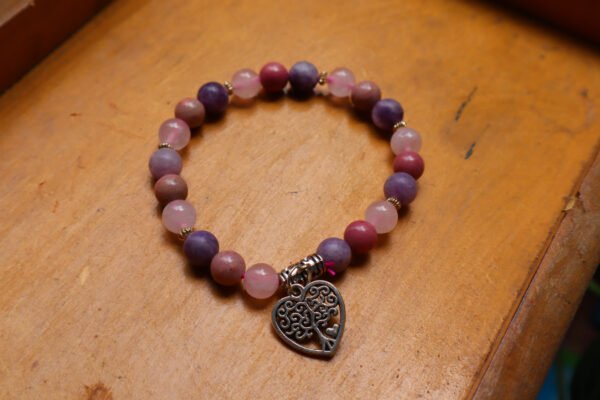 Lepidolite Rose Rhodonite Bracelet for Relieve Addiction