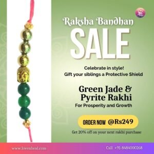Green Jade & Pyrite Rakhi