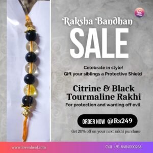 Citrine & Black Tourmaline Rakhi