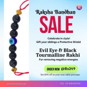 Evil Eye Black Tourmaline Rakhi