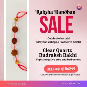 Clear Quartz Rudraksha Rakhi