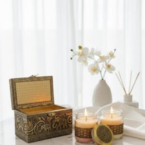 Ethnic Healing Candles Gift Set – 2 Jar Candles with Traditional Money Box