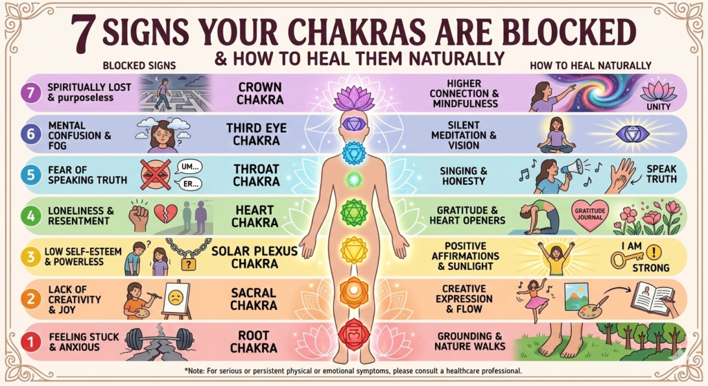 chakra healing, blocked chakra symptoms, chakra balancing, energy healing, chakra meditation