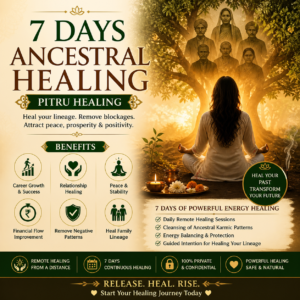 7 days ancestral (Pitru) healing to remove blockages, improve life flow, and bring peace to your lineage through energy healing.